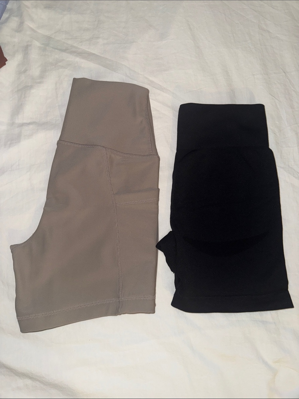 Women’s Athletic Shorts — Taupe and Black Two-Pack
